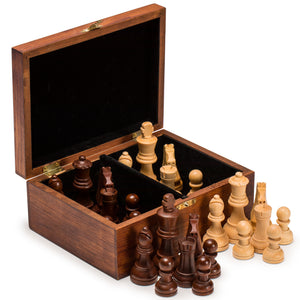 Husaria Staunton Tournament No. 5 Chessmen with 2 Extra Queens and Wooden Box, 3.5" Kings-Husaria